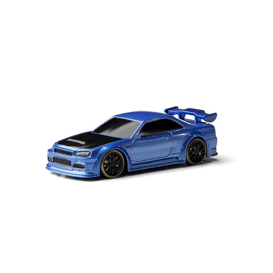 Mini RC Drift Car 1:76 Scale Skyline GT-R C74 - Remote Control, LED Lights & Extreme Drifting